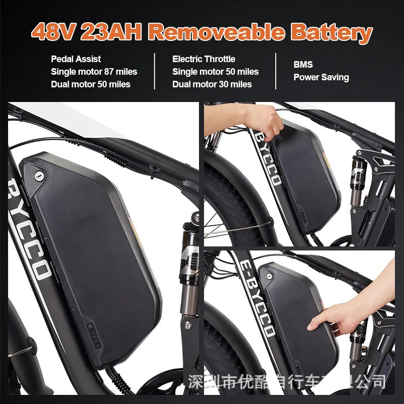E-Bike E8Pro electric bicycle 3000W for adults 52V 23AH mountain cycle battery Ebike 26inch large tires with dual engine basket