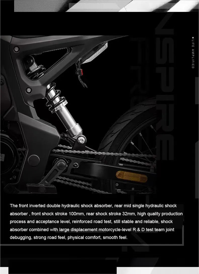 17" urban e-bike e-scooter 50km/h CITY electric bicycle mid-motor mobility excursions Soft tail electric motorcycle smart ebike