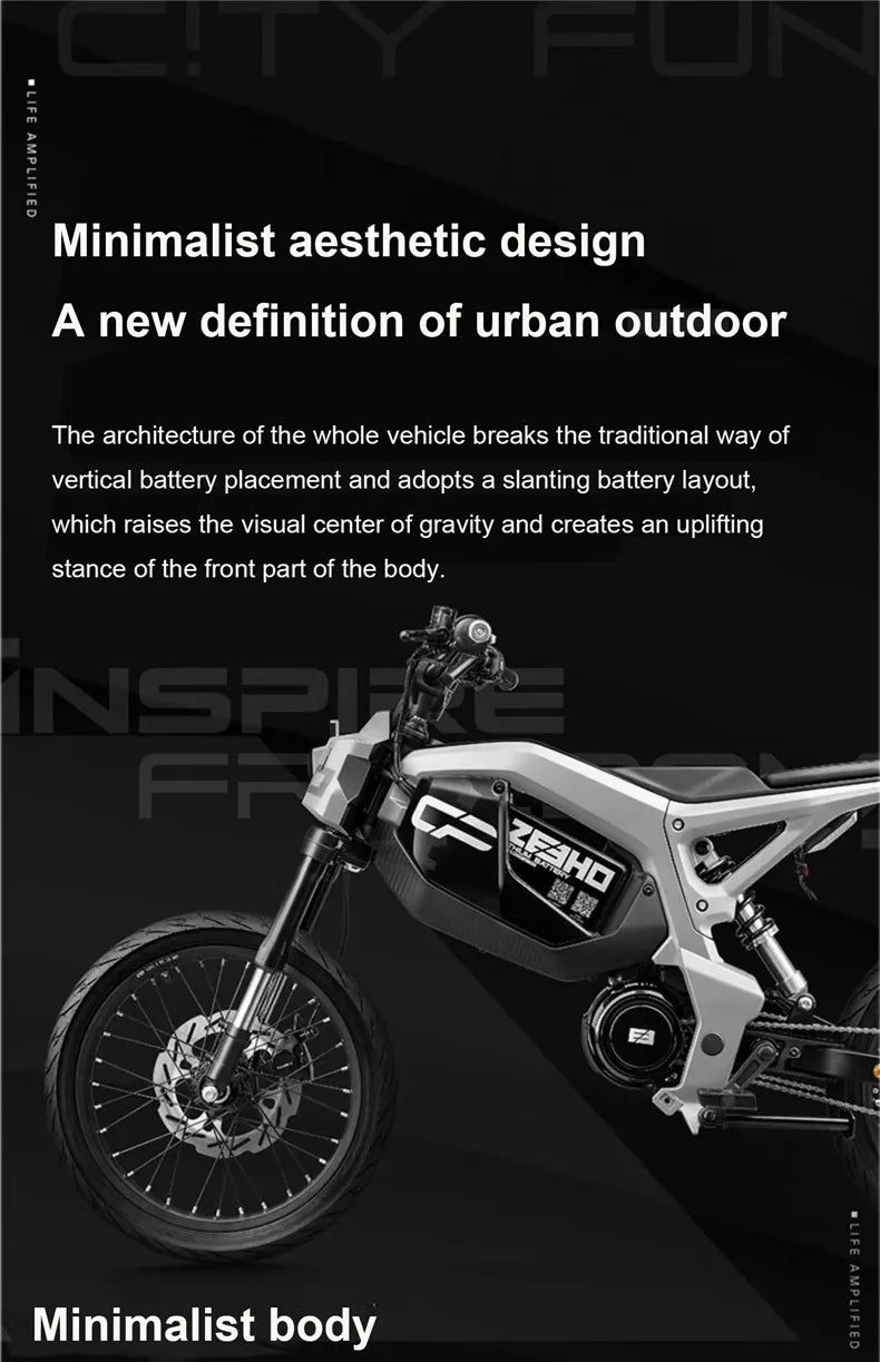 17" urban e-bike e-scooter 50km/h CITY electric bicycle mid-motor mobility excursions Soft tail electric motorcycle smart ebike