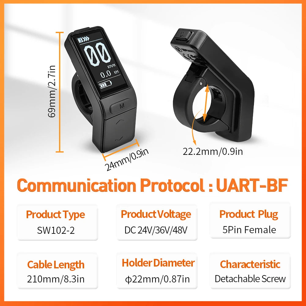 BAFANG SW102 Mini Ebike Display Waterproof Speed Controller For Bafang BBS01 BBS02 BBSHD Mid Motor EBike Conversion Kit