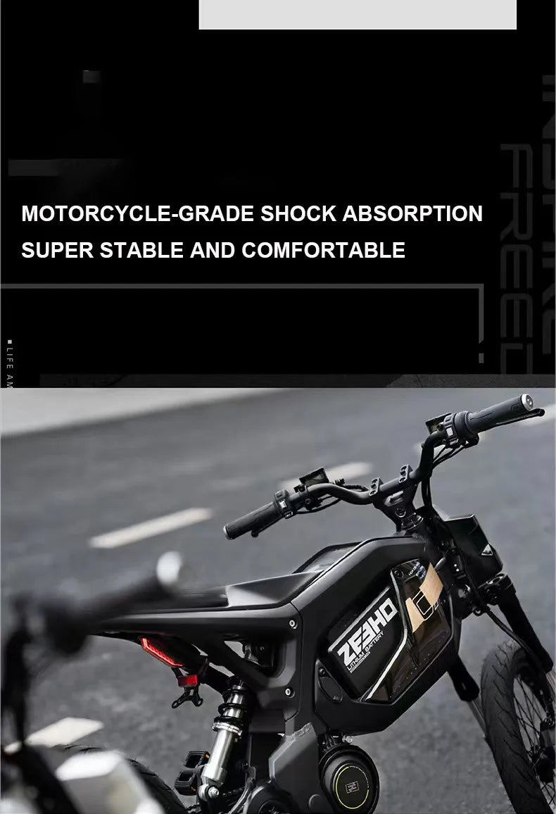 17" urban e-bike e-scooter 50km/h CITY electric bicycle mid-motor mobility excursions Soft tail electric motorcycle smart ebike