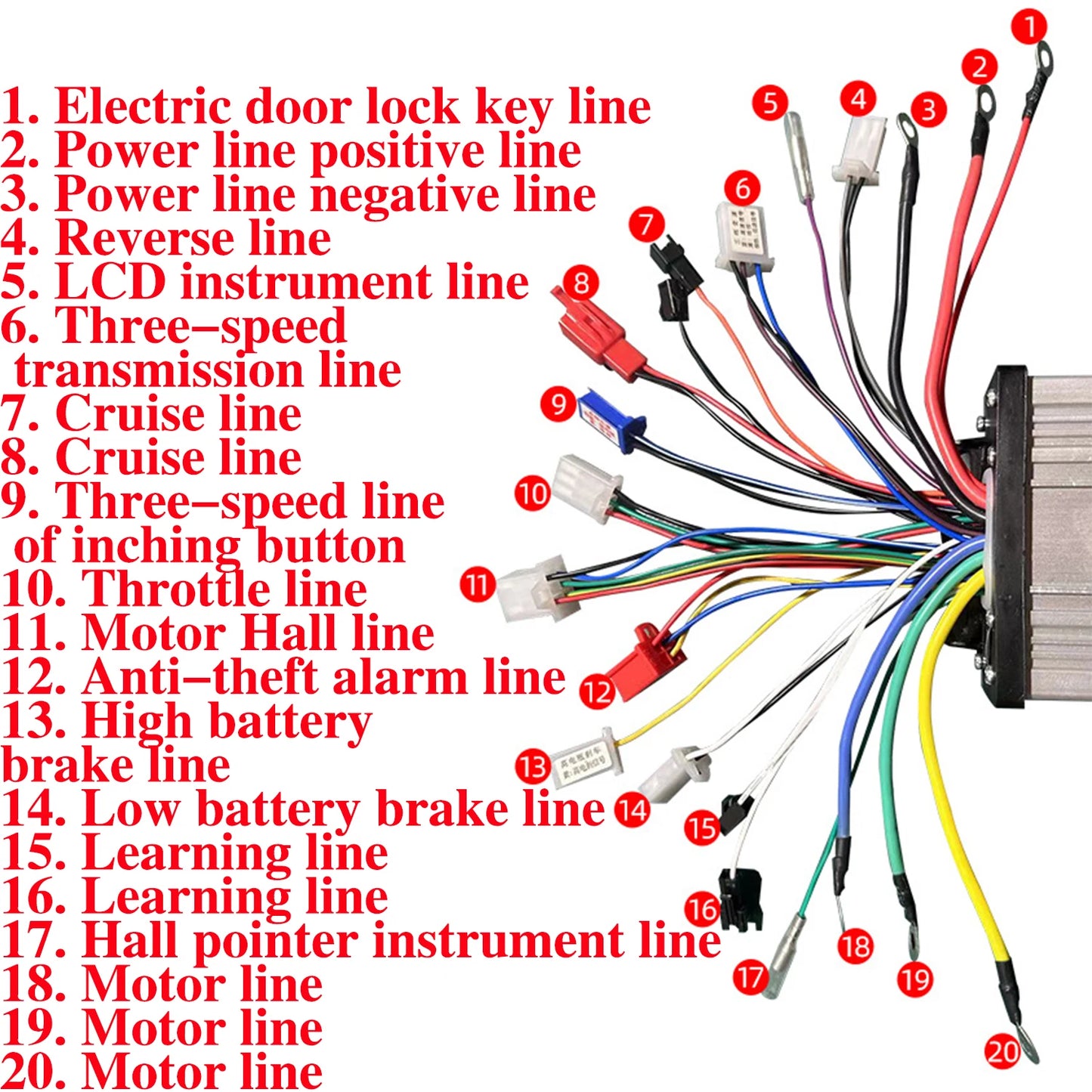 48V 64V 350W/500W/800W/1000W E- bicycle square wave dual mode brushless motor controller with self-learn line for scooter ebike