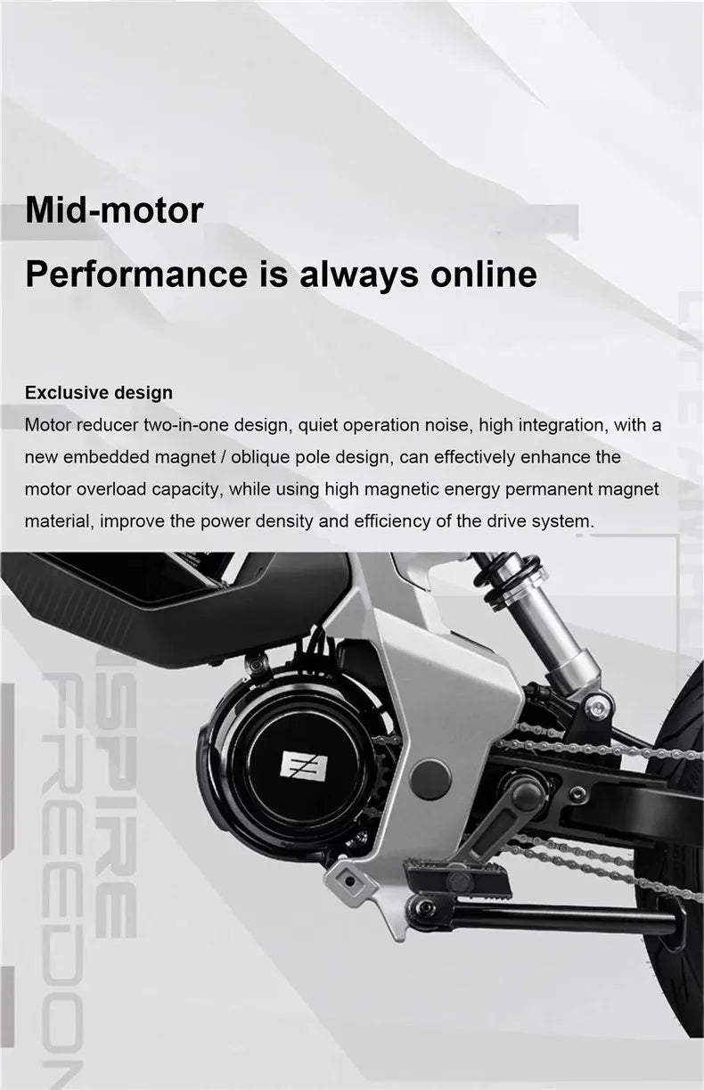 17" urban e-bike e-scooter 50km/h CITY electric bicycle mid-motor mobility excursions Soft tail electric motorcycle smart ebike