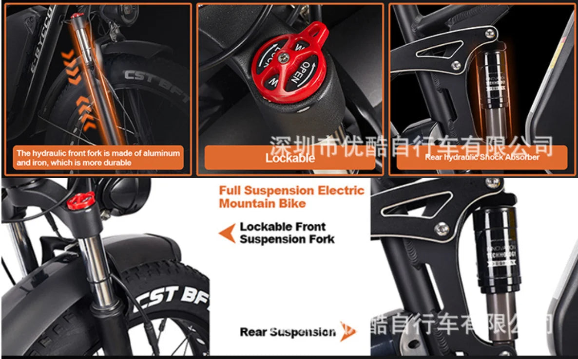 E-Bike E8Pro electric bicycle 3000W for adults 52V 23AH mountain cycle battery Ebike 26inch large tires with dual engine basket