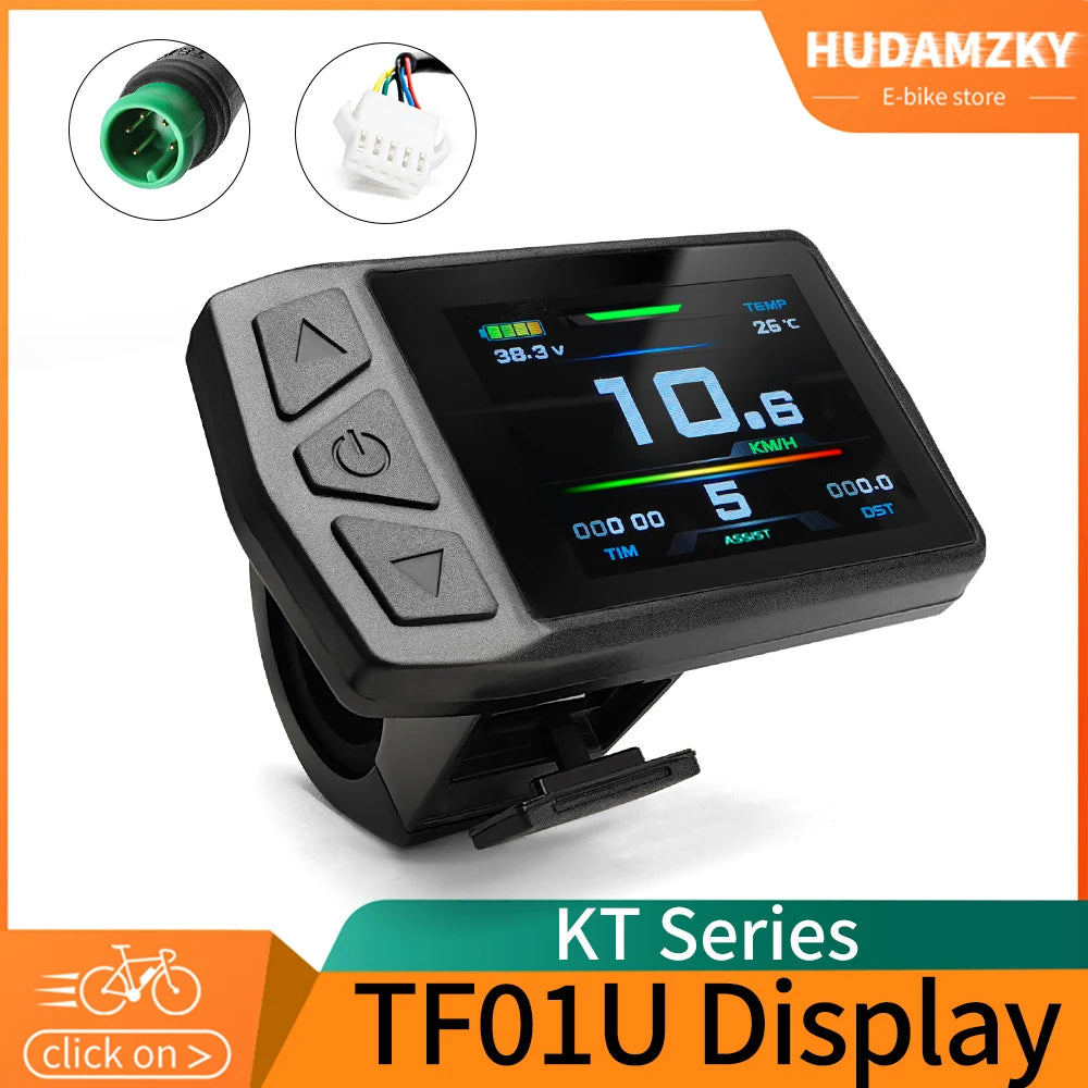 Ebike KT-TF01U(with USB) Display for Bike Conversion Kit Compatible Voltage 24V 36V 48V with 5 Pins Waterproof/SM Plug