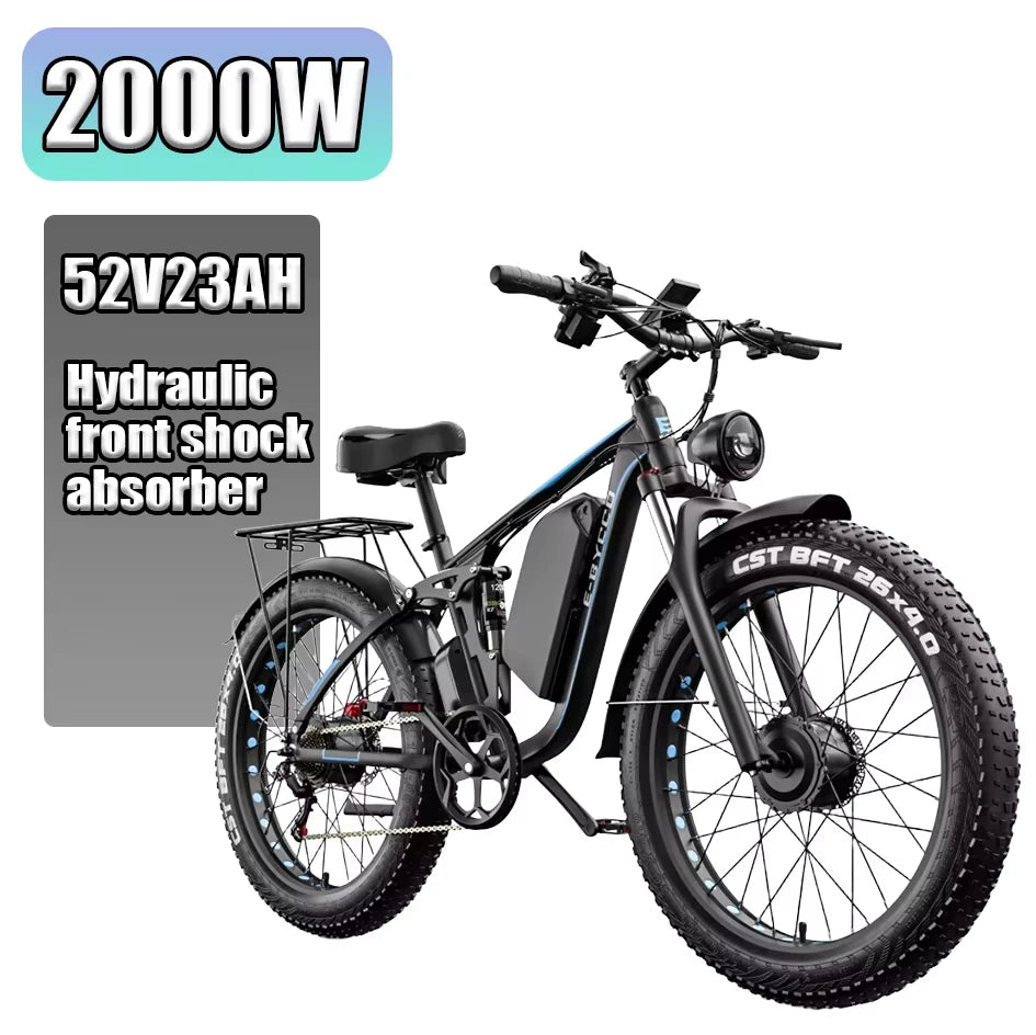 EB7PRO EBike 2000W Powerful Motor 52V23AH Battery Hydraulic Braking Electric Bicycle 26-Inch Fat Tire All Terrain Electric Bike