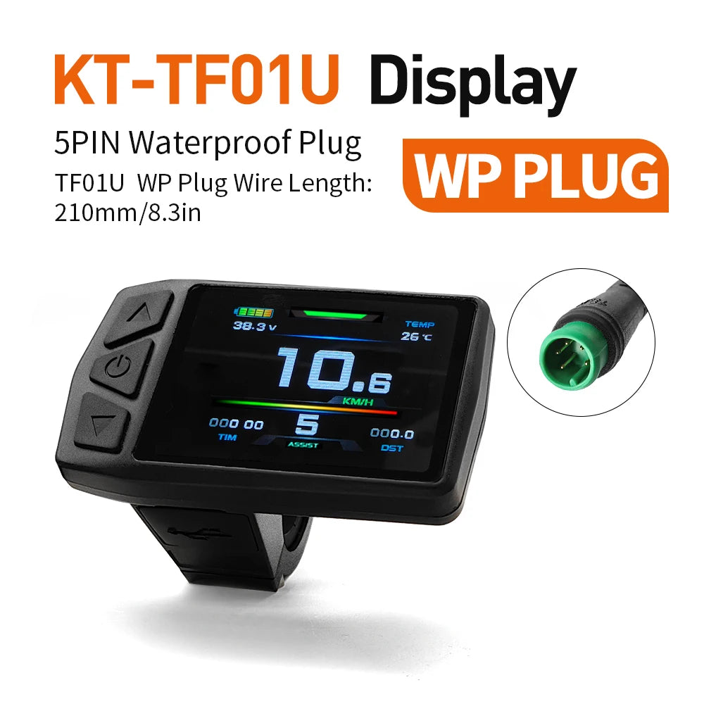 Ebike KT-TF01U(with USB) Display for Bike Conversion Kit Compatible Voltage 24V 36V 48V with 5 Pins Waterproof/SM Plug