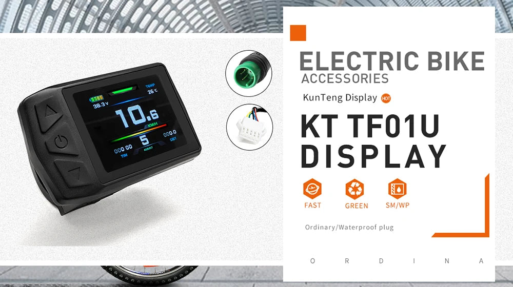 Ebike KT-TF01U(with USB) Display for Bike Conversion Kit Compatible Voltage 24V 36V 48V with 5 Pins Waterproof/SM Plug