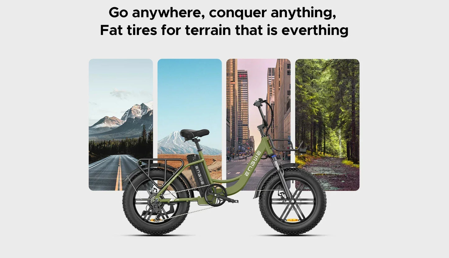 Electric Bicycle ENGWE L20 250W 48V 13AH Motor Battery 20*4.0inch Fat Tire Ebike 140km Mileage Adult Mountain City Electric Bike