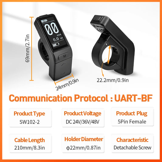 BAFANG SW102 Mini Ebike Display Waterproof Speed Controller For Bafang BBS01 BBS02 BBSHD Mid Motor EBike Conversion Kit