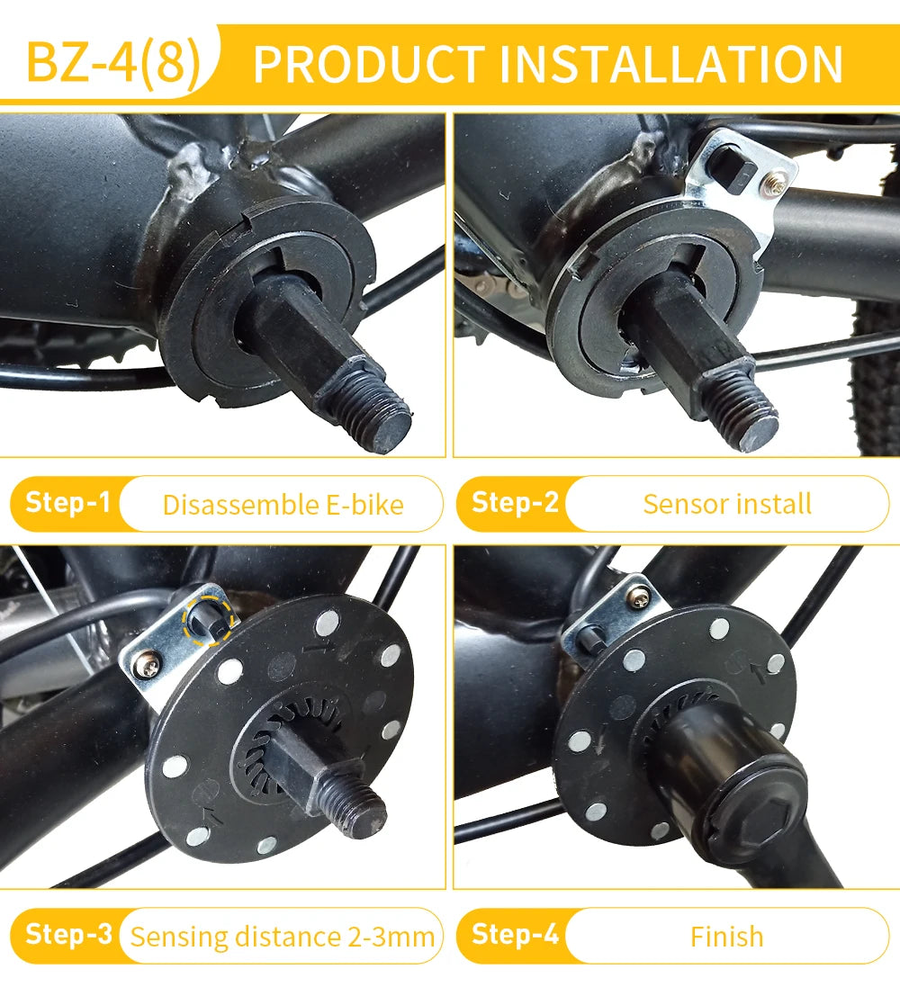 KT Ebike Pedal Assistant Sensor BZ-4 8 Magnet Ebike PAS Waterproof Plug For Electric Bicycle Conversion Kit