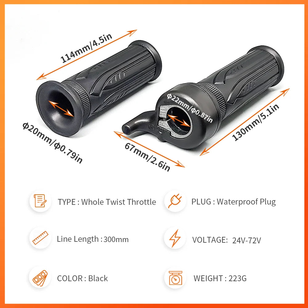 Ebike Twist 8FUN Throttle for BAFANG BBS01 BBS02 BBSHD Mid Drive Motor with 3pin Female Waterproof Connector Ebike Full Twist