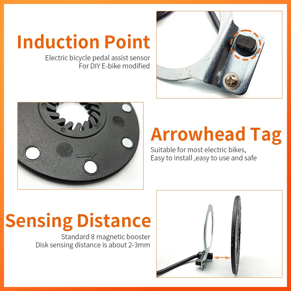 KT Ebike Pedal Assistant Sensor BZ-4 8 Magnet Ebike PAS Waterproof Plug For Electric Bicycle Conversion Kit