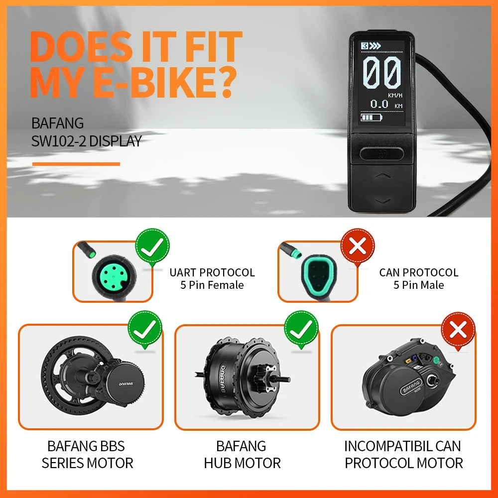 BAFANG SW102 Mini Ebike Display Waterproof Speed Controller For Bafang BBS01 BBS02 BBSHD Mid Motor EBike Conversion Kit