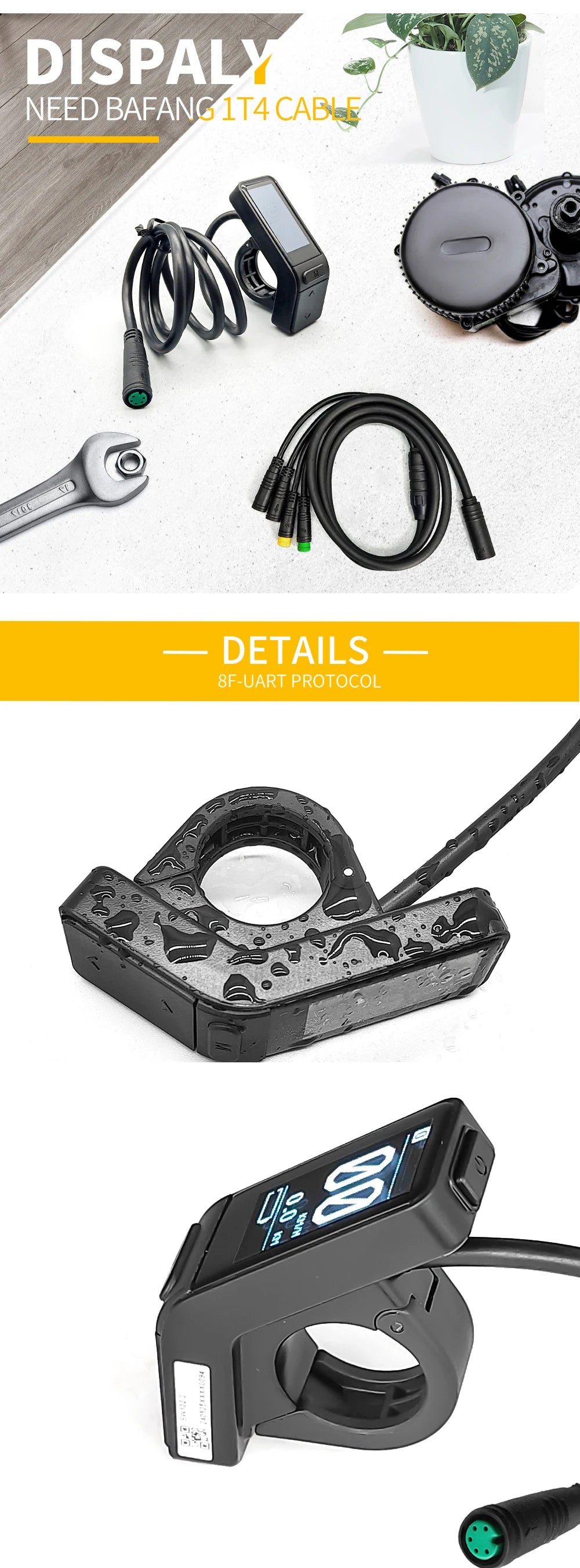 BAFANG SW102 Mini Ebike Display Waterproof Speed Controller For Bafang BBS01 BBS02 BBSHD Mid Motor EBike Conversion Kit