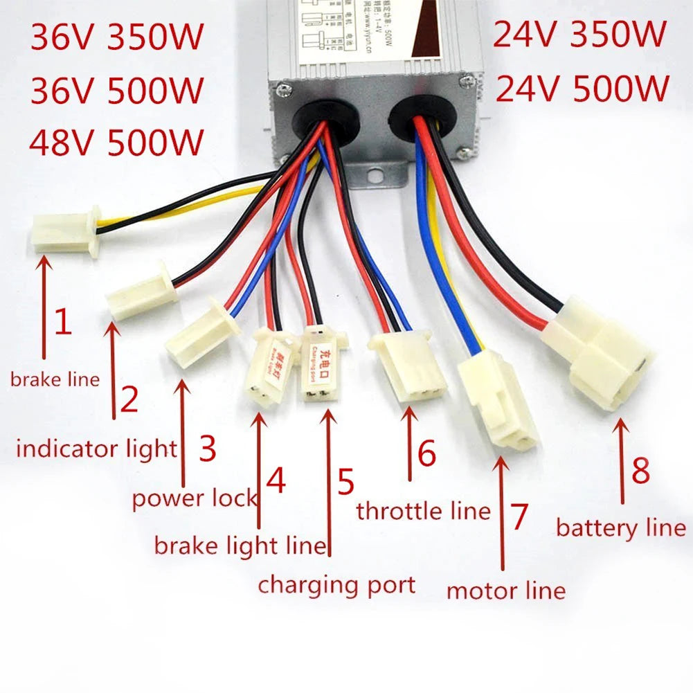 250/350/500W/1000W 24V/36V/48V DC Electric Bike Motor Brushed Controller for Electric Bicycle Scooter Ebike Controller Accessory
